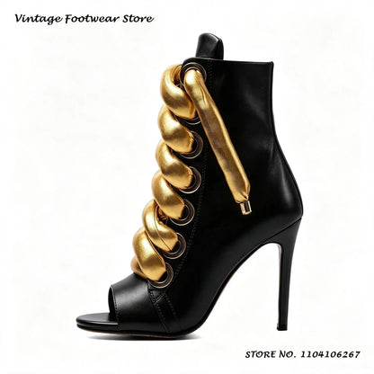 Bold Shoelace Stiletto Ankle Boots Round Open Toe Thin Heels Casual Shoes Women's Spring Autumn Fashion Street Style Booties