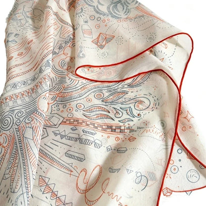 100% Mulberry Silk Scarf Long Lace Trim Neckerchief All Match Chic Ladies Portable Outdoor Daily Decor Neck Band Ornament