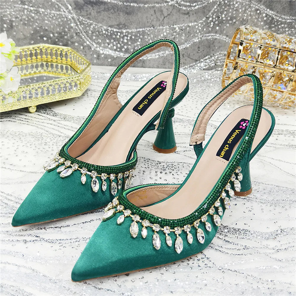 Designer Shoes Women's Luxury 2026 Elegant Crystal Women's Shoes Italian Women's Wedding Rhinestone Nigeria Party Wedding Pump