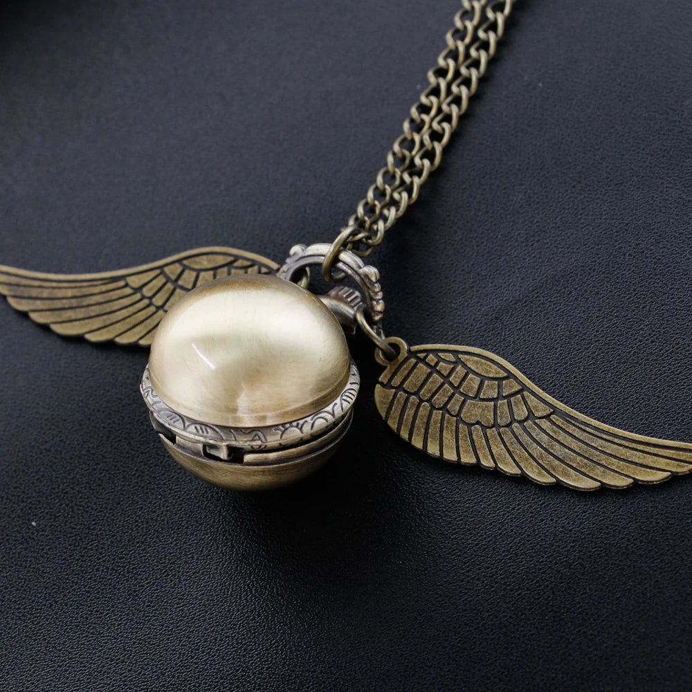 Magic Gold Fairy Ball Quartz Pocket Watch Men's and Women's Vintage Fob Watch Children's Gift Pendant Necklace Souvenir Cf1177