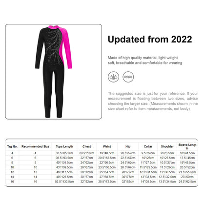 Kids Girls Long Sleeve Gymnastics Leotard Bodysuit Teens Gymnastics Jumpsuit for Girl Children Ballet Dance Costume Dancewear