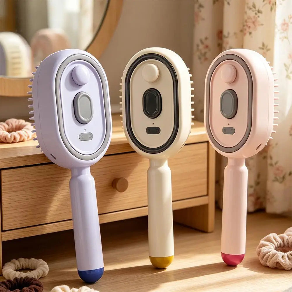 New Electric Hair Care Spray Massage Comb Self Cleaning Steam Essential Oil Brush Hair Oil Applicator Scalp Massager For Women