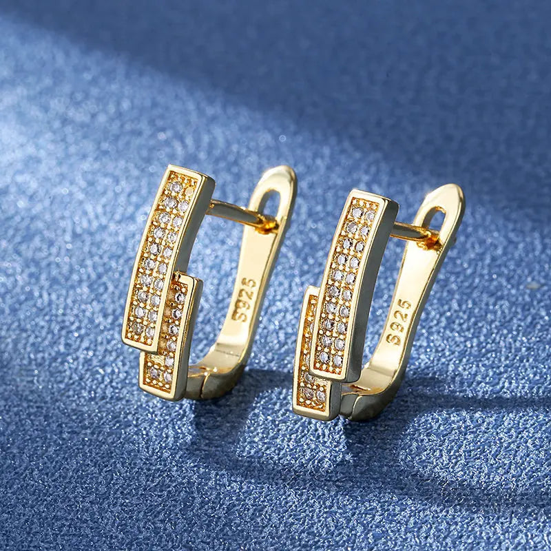 925 Silver Needle Princess Crystal Square Zircon Drop Earrings for Women Trendy Simplicity Jewelry Girl Sweet Gifts New