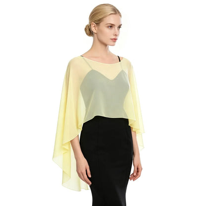 New Fashion Soft Wedding Capes Long Solid Color Chiffon Shrug Sunscreen Wraps Womens Ladies