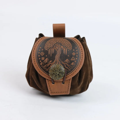 Medieval Viking Money Pouch Bag Cosplay Hangable Belt Waist Bag Unisex Leather Drawstring Bag Coin Purse Party Accessories Prop