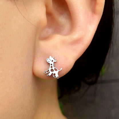 Minimalist Stainless Steel Earings Mini Heart Star Geometric Stud Earrings For Women Cute Cat Dog Flower Leaf Earrings Jewelry