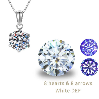 Classic 6-Prongs 925 Silver Moissanite Necklace For Women Cherry Blossom Cut Russian Cut Sakura Cut Women's Moissanite Necklace