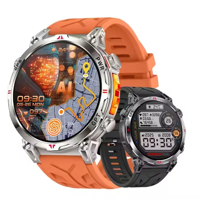 Men KC93 Smart Watch 1.56inch AMOLED GPS Positioning Outdoors Sports Fitness Tracker Bluetooth Calling Large Battery Smartwatch