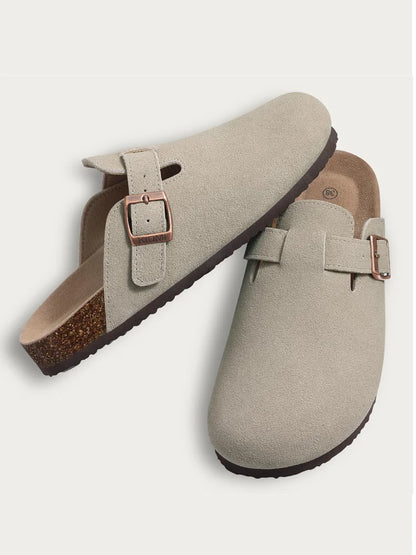 Crestar Women's Clogs Mules Cork Clogs Slippers Men Outdoor Mules Suede Clogs Shoes with Arch Support Mule Leather Clogs Sandal