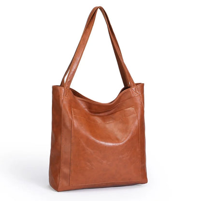 High Quality Oil Skin Leather Bucket Hand Bags for Women Female Shoulder Top-Handle Bag Luxury Handbas Women Large Commute Bags