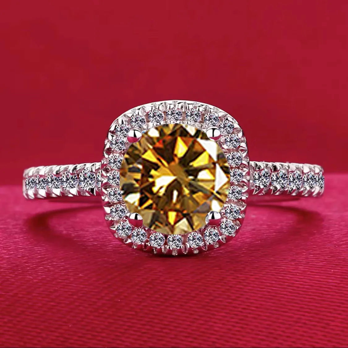 Best-selling 925 sterling silver 1-carat diamond square ring, suitable for engagement, proposal or party wear, stylish and versa