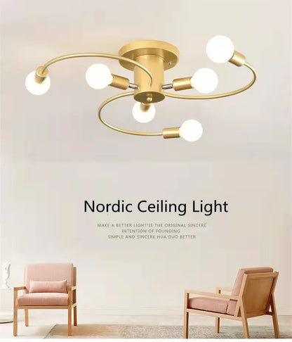 Minimalist Black/White/Gold Chandelier Simple Nordic Metal Chandelier Ceiling Lights for Living Room Bedroom Kitchen Bar Lustre