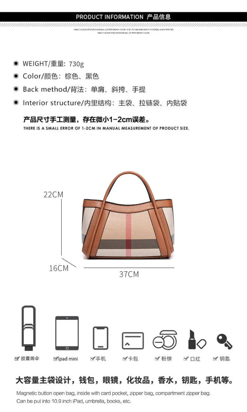 Fashion Women's Tote Bag High Quality Versatile Shoulder Bag Trend Brand Temperament Crossbody Bag Designer Luxury Handbags