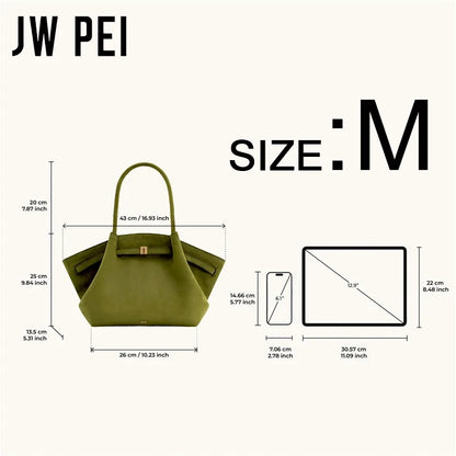 JW PEI Hana Quiet Luxury Trapeze Tote Bag Pebbled Vegan Leather Top-Handle Handbag Premium Women Shoulder Bag Fashion Messenger Purse 2026
