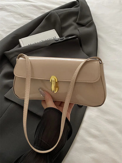Fashion ladies shiny crossbody bag stylish elegant shoulder bag wine red small underarm bag versatile solid color clutch bag