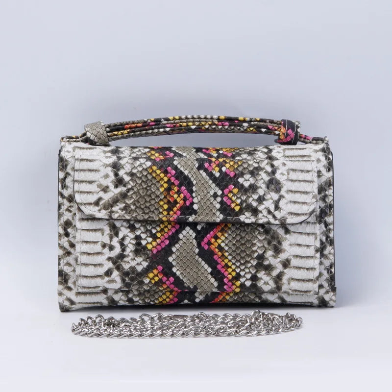 Luxury Snake Pattern Chain Flap Handbags Evening Clutches Crossbody Messenger Shoulder Bags Women Female Ladies Luxurious Purses
