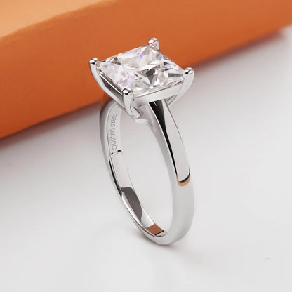 FEOBUR 1/2/3/4CT Princess Cut Moissanite Diamond Ring for Women Certified 100% 925 Sterling Silver Engagement Wedding Band GRA