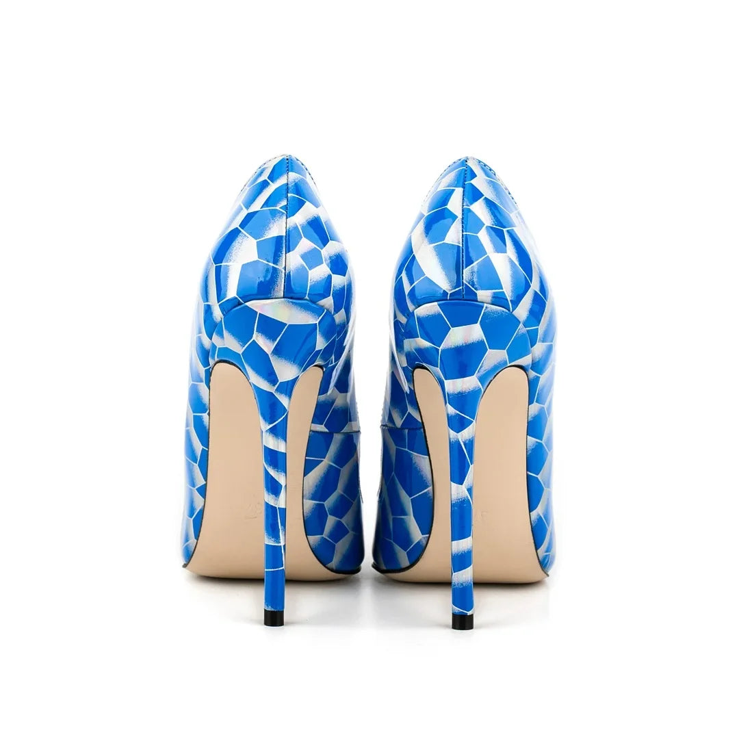 Multicolor Abstract Graffiti Print Pointed Toe Stiletto Pumps, Women Thin Heel Evening Shoes for Wedding, Formal Party and Night