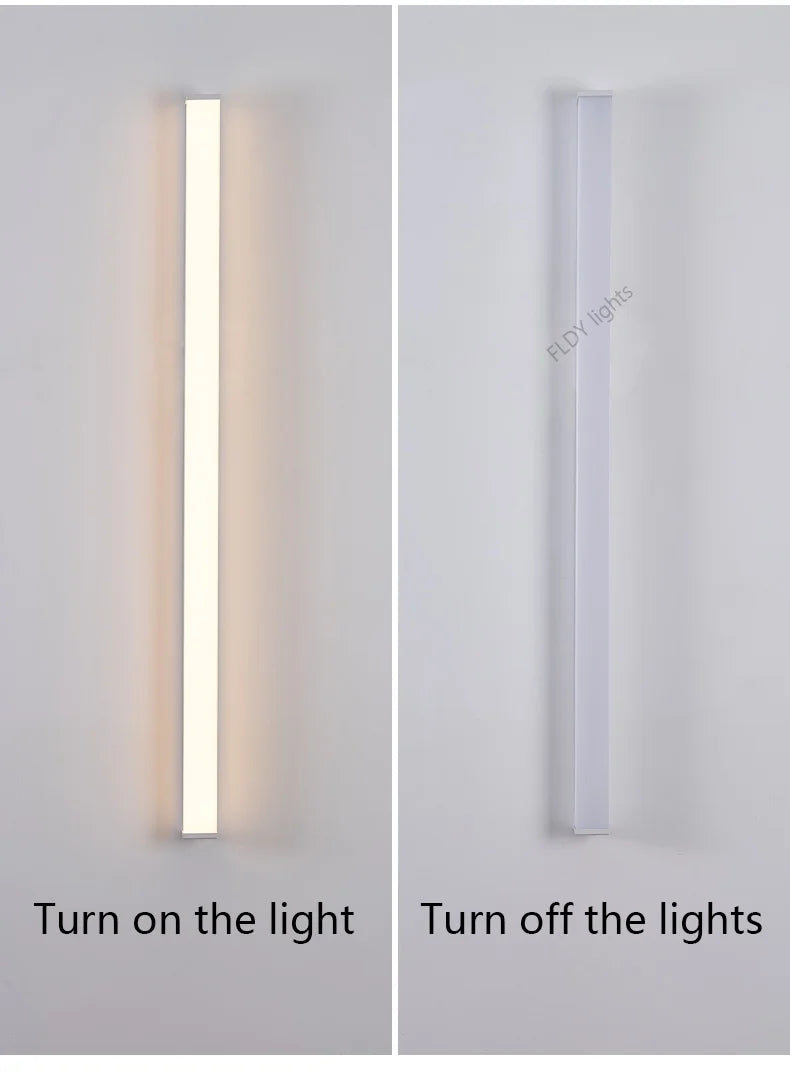 Modern Waterproof Outdoor Long Strip LED Wall Light IP65 Wrought Iron Wall Light Garden Porch Wall Light 110V 220V Lighting