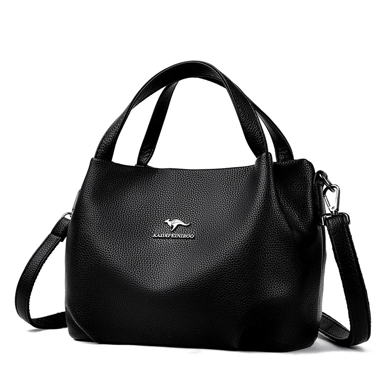 Genuine Soft PU Leather Handbags for Women Vintage Shoulder Tote Bag Luxury Designer Ladies Large Capacity Purse Bags Sac A Main