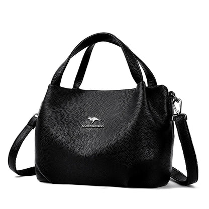 Genuine Soft PU Leather Handbags for Women Vintage Shoulder Tote Bag Luxury Designer Ladies Large Capacity Purse Bags Sac A Main
