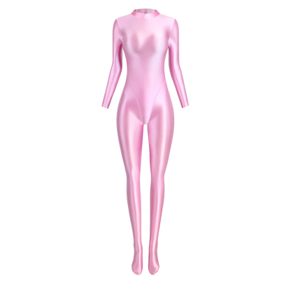 MJINM Spandex Catsuit Women Full Body Shiny Glossy Bodysuits Tight-Fitting Yoga Sport Tights Catsuit Jumpsuits Zentai