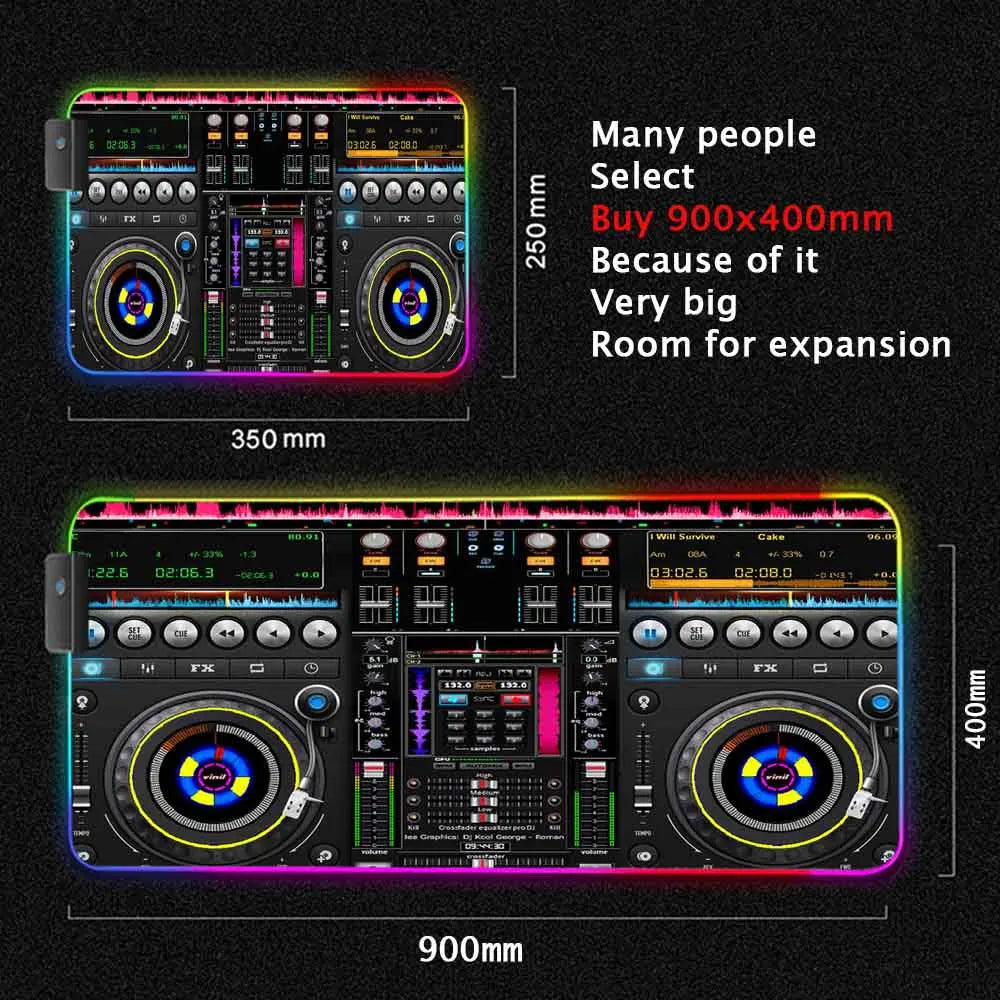 Dj Console Table Computer Desk Pc Mat Extra Large Mouse Pad XXL Carpet Led Large Mousepad Mice Mats with Backlight Keyboard Pad