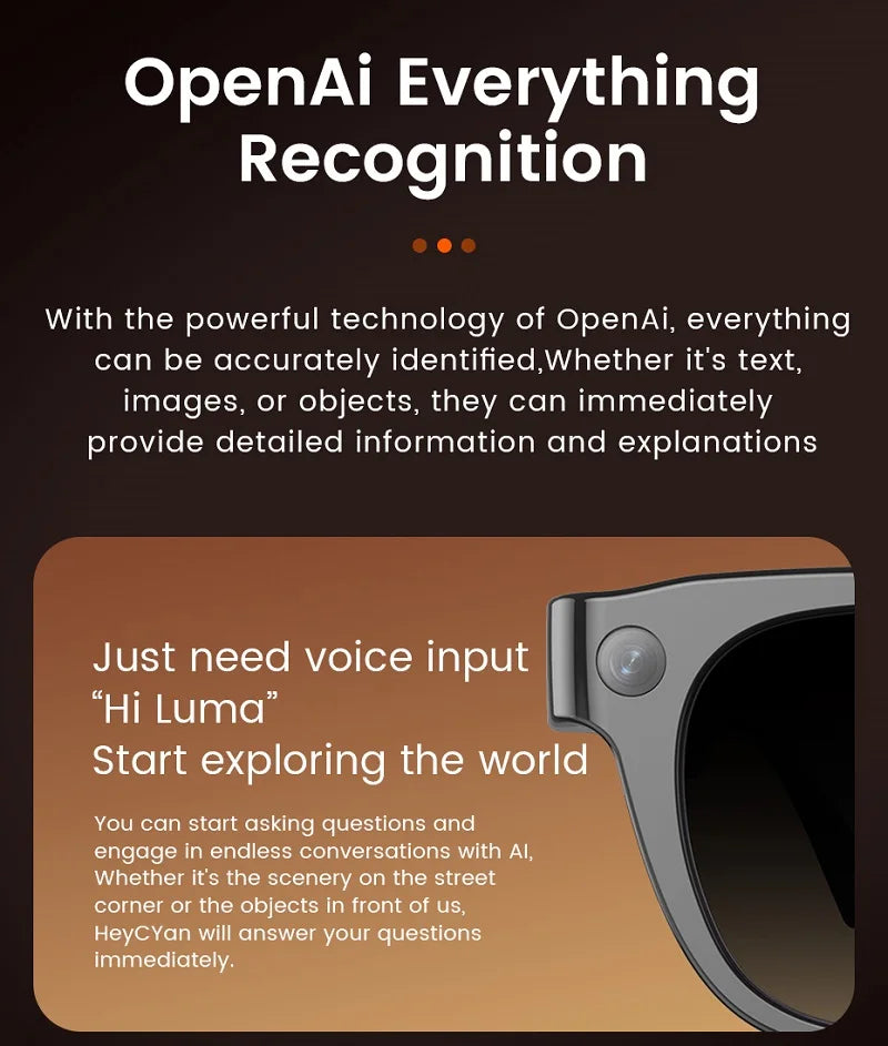 AI Smart Glasses 13MP 5K Camera 32GB ROM HD Photo Identify Objects ChatGPT Video Call Translation Music WiFi Bluetooth Eyewear
