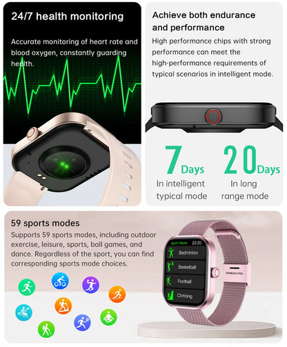 2026 New Smart Watches Women Full Touch Screen Bluetooth Call Waterproof Sport Fitness Tracker Lady Watches Smartwatch For Men