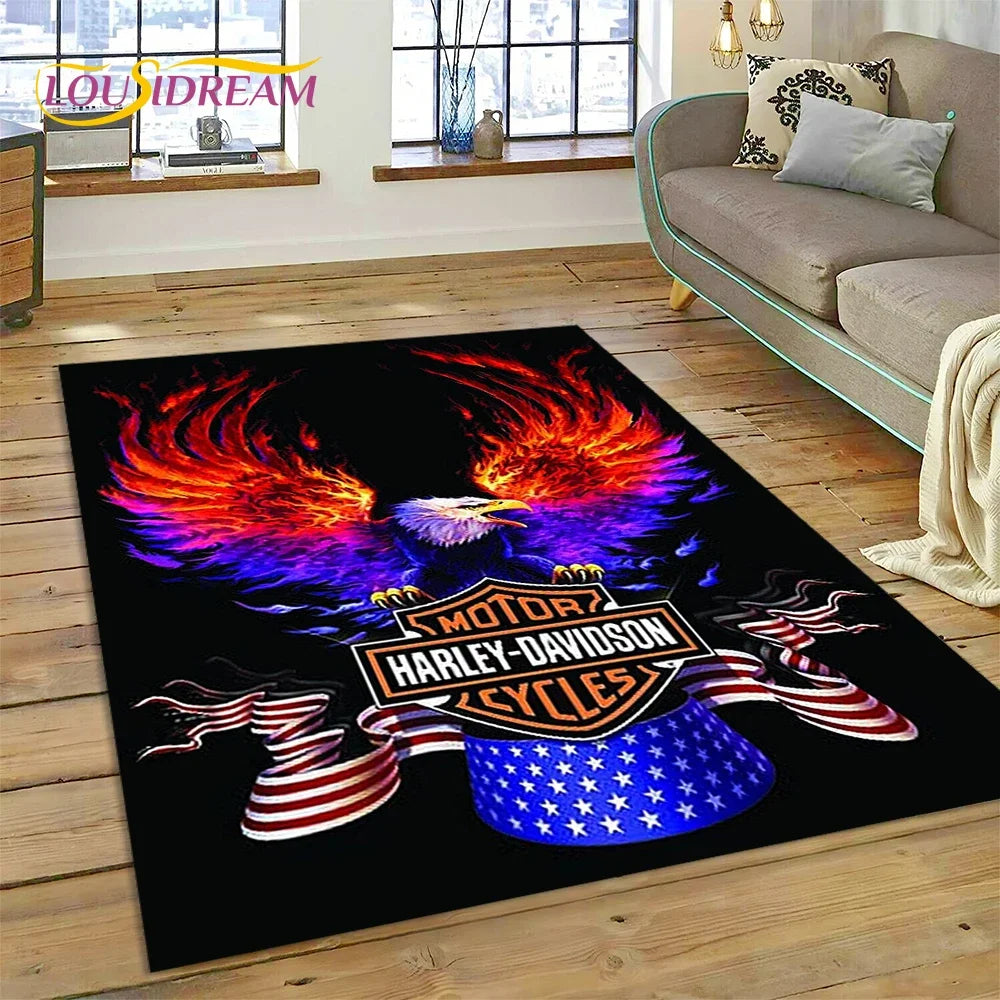 27 Style Harley-y Motorcycle Logo Rug Carpet for Living Room Bedroom Home Decor,floor Mat Non-slip for Sofa Doormat Gift kids