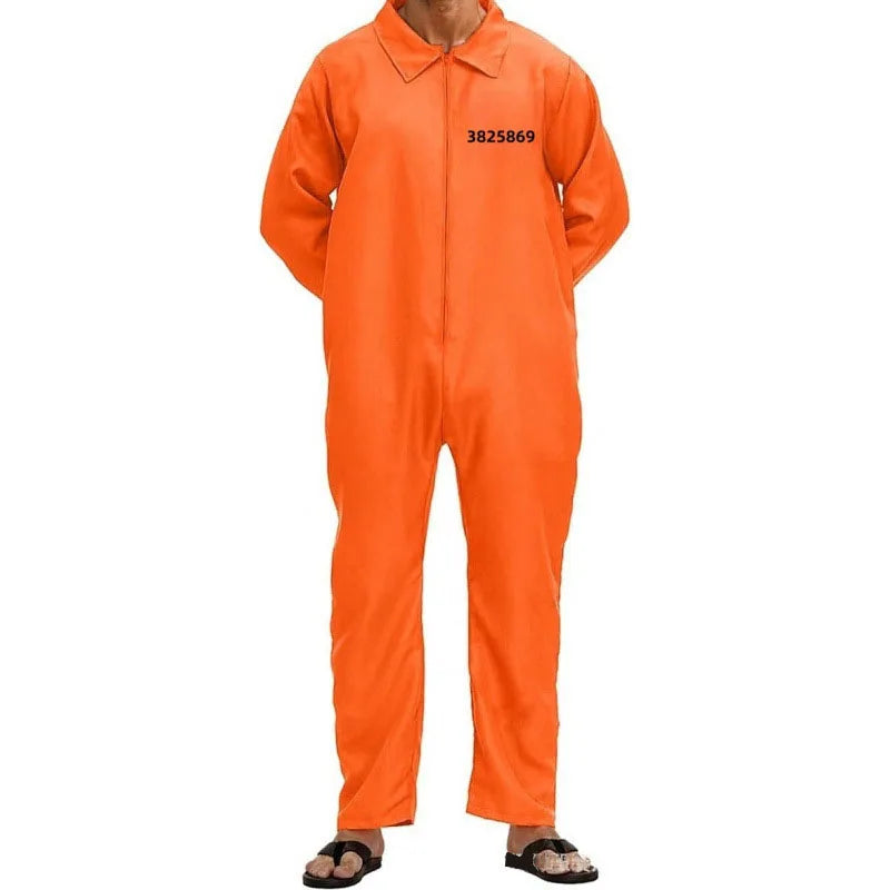 Adult Halloween Orange Prison jumpsuit costume long sleeved party cosplay prison costume men's and women's clothing