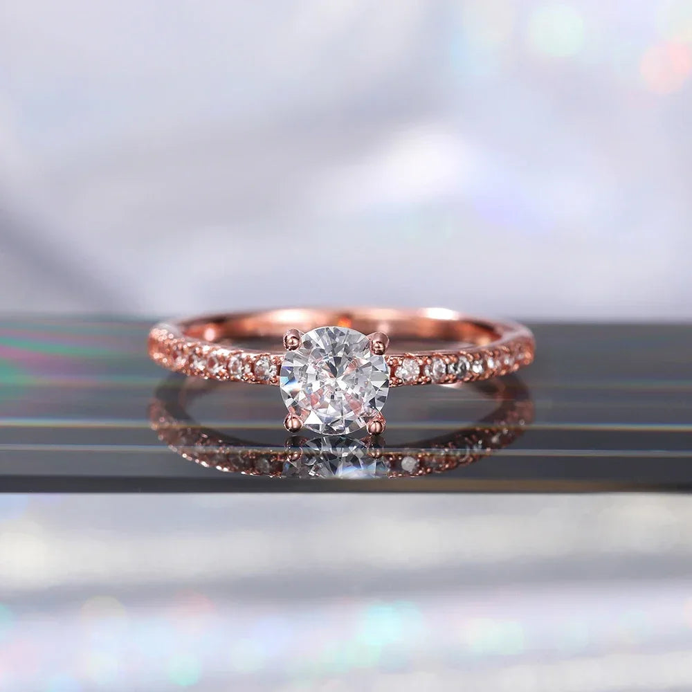 Huitan Wedding Band Eternity Rings Women Brilliant Round Zirconia Luxury Engagement Rings Thin Elegant Female Jewelry Drop Ship