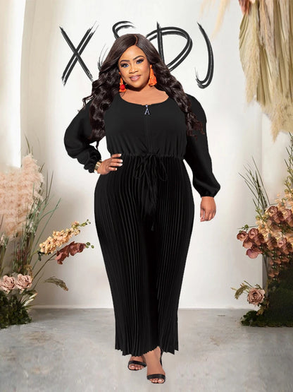 One Piece for Women Sleeves Jumpsuit Plus Size Casual Jumpsuits  Pleated Pants Elegant Long Jumpsuits Wholesale Dropshipping