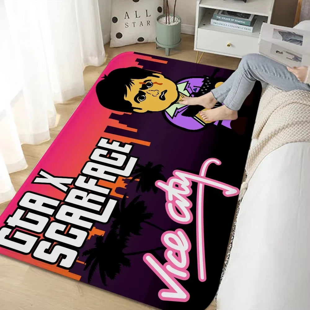Stylish Movie Scarface Design Floor Mat Sofa Chairs Area Carpet for Living Room Decor Bedroom Non-Slip Bedside Soft Rug Doormat