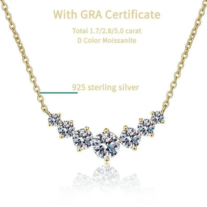 TY 925S Silver Pendant Necklace 1.7/2.8/5ct D Color Moissanite Smile Necklace Fine Jewelry With Certificate Women For Wedding
