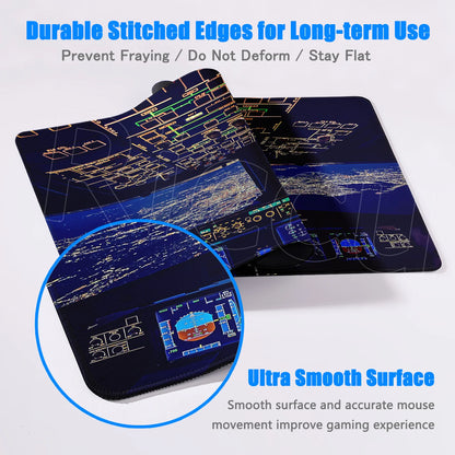 HD Airplane Speedometer Mouse Pads Plane Instrument Panel XXL Mousepad Non-slip Rubber Desk Mat Pc Gamer Deskmat Cockpit Playmat