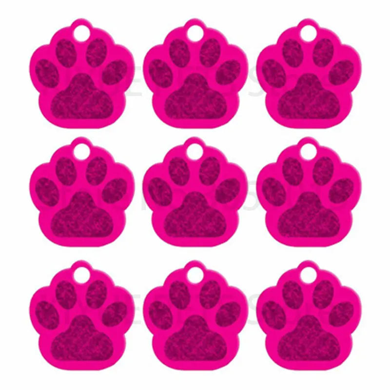 Wholesale 100Pcs Paw Pet Dog ID Tag Custom Engraved Name Plate Phone Dogs ID Tags Personalized Aluminum Pet Pendant Key Chain