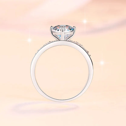 Pure hypoallergenic substrate encases 2ct moissanite for women’s four-prong crown luxury ring with soft PT950 platinum sheets