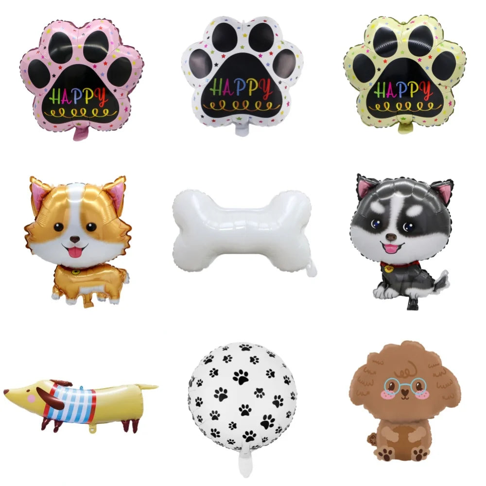 Cute puppy pet birthday decoration theme balloons, first-year decoration props, party atmosphere decoration