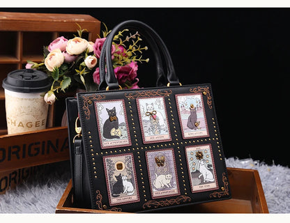 Vintage and Luxury Designer Bag with Delicate Embroidery Cat Printing Women Popular and Fashionable Tote Bag with Large Capacity