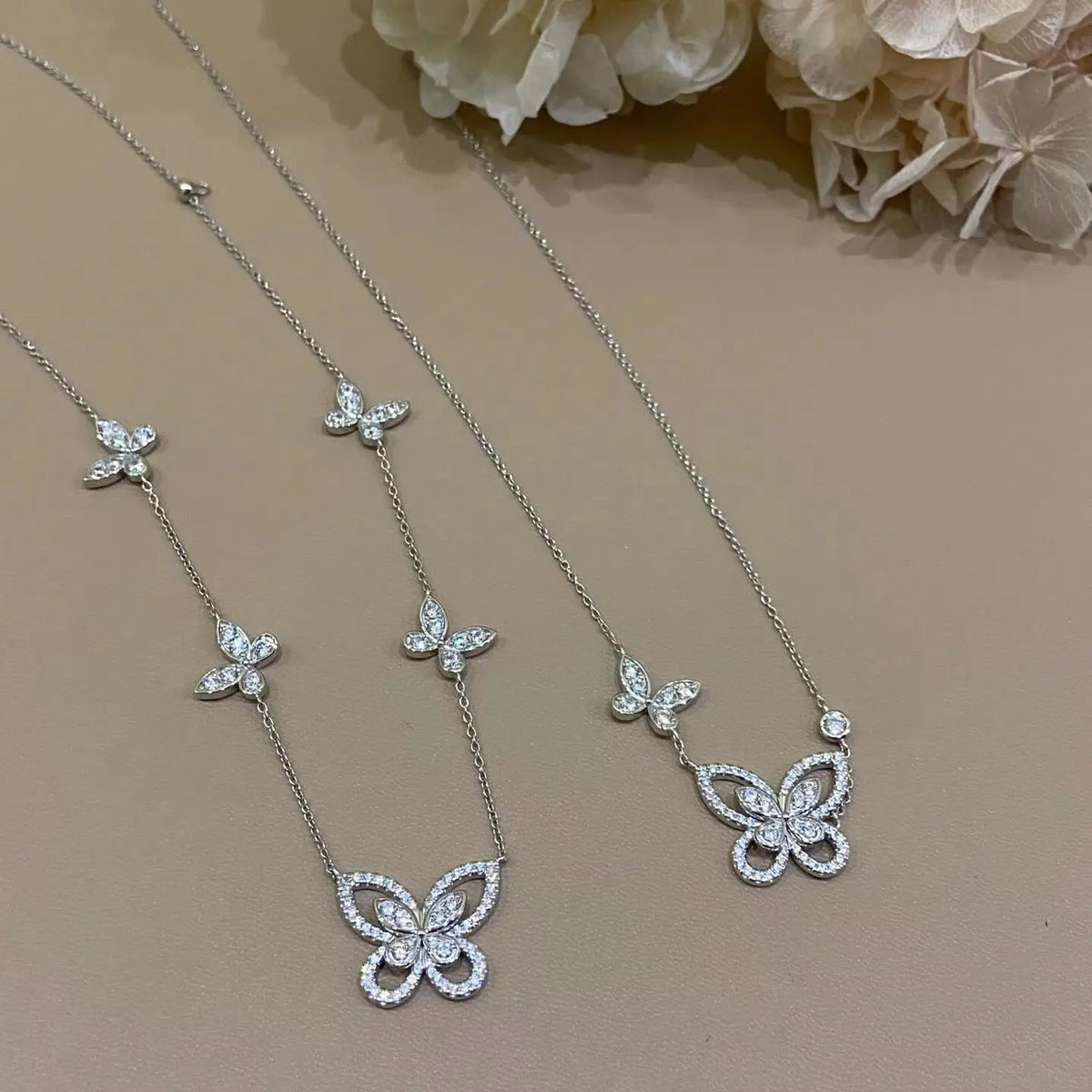 S925 Silver Butterfly Flower Pendant Women's Necklace AAAAA+ Sparkling Zircon High quality Luxury Wedding Party Exquisite Gift