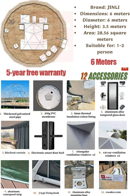 4 Season Glamping Dome Tent, Luxury PVC Canvas Living Dome, Factory Direct Cheap Price for Hotel & Leisure Use