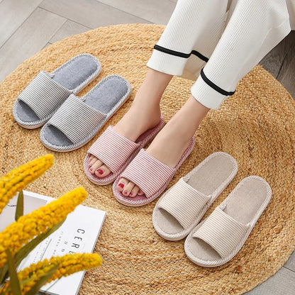 Hemp Casual Women's Slippers Home Flats Spring Summer Luxury Designer Woman Shoes Fashion 2026 Indoor Slides Soft Sole Elegant