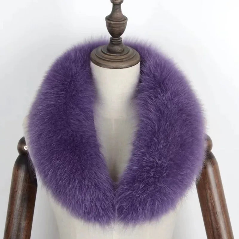 Fox Fur Collar 100% Real Fox Fur Scarf Winter Women Natural Fur Gray Collar Large Size Neck Warmer Fur Scarf Shawls