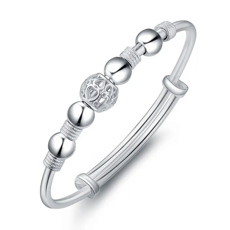 Trendy 925 Sterling Silver Big Bangles Bracelet Cute Charms for Women Lady Fashion Jewelry Adjustment Cuff Wedding Luxury