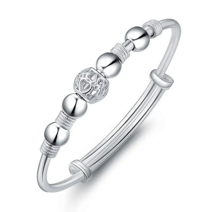 Trendy 925 Sterling Silver Big Bangles Bracelet Cute Charms for Women Lady Fashion Jewelry Adjustment Cuff Wedding Luxury
