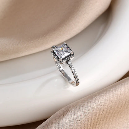 New 925 Sterling Silver Rings Stackable Infinite Silver shining Zircon Ring For Women Wedding Anniversary Birthday Jewelry Gift
