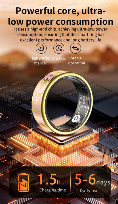 2026 Smart Ring Blood Oxygen Heart Rate Sleep Monitoring Smart Ring IP68 & 5ATM Waterproof Multi-sport Modes Smartring Man Women