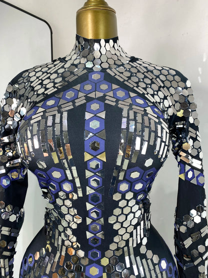 Women Special Occassion Cosplay Y2K Evening Party Jumpsuits Glitter Sequines Rhinestones Spandex Bodycon Jumpsuit Dress Costumes