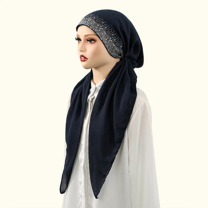 Muslim Solid Color Hijab Caps for Women Innovative Design Long Cotton Linen Soft Elasticity Head Scarf Female Handkerchief